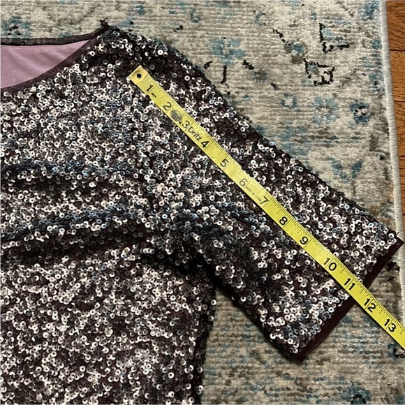 Chico’s Black Label Gray Sequin Short Sleeve Tee - Picture 10 of 16